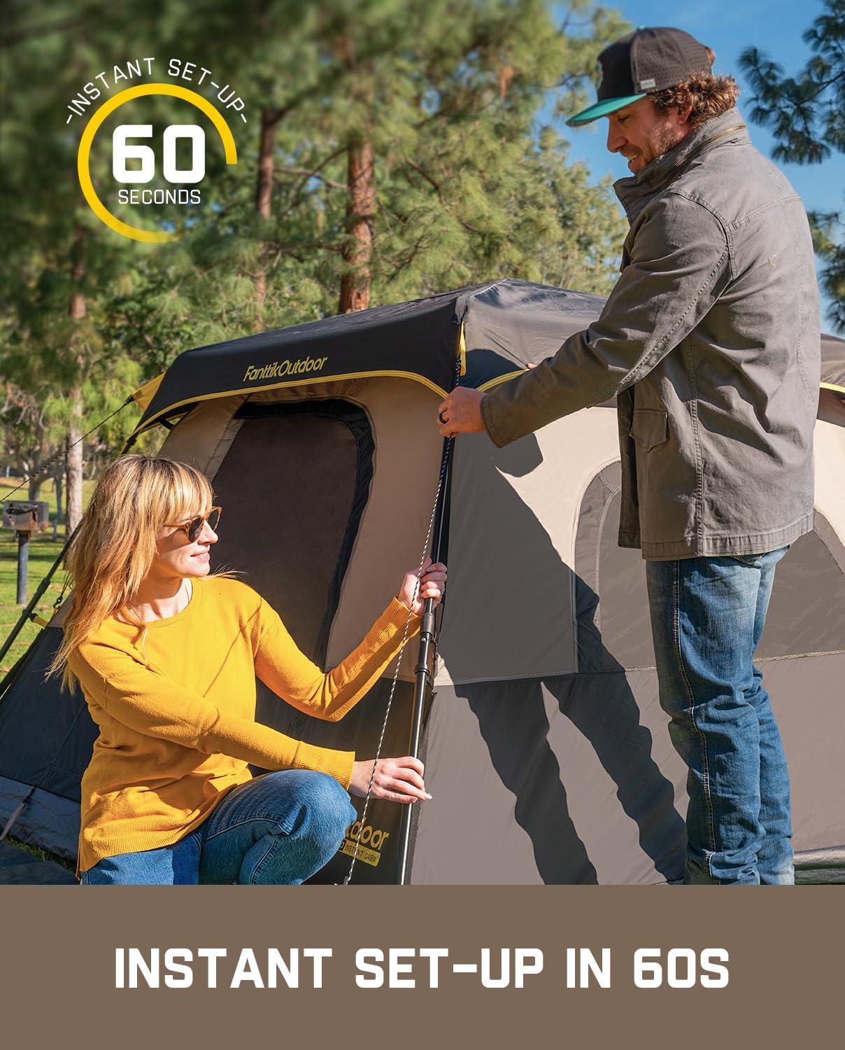 Detalle de FanttikOutdoor Zeta C6 Pro 6-Person Instant Cabin Tent with Rainfly