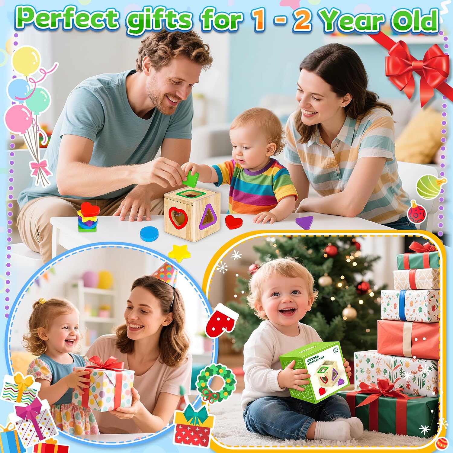 Thumbnail 6 de Toddler Montessori 2-in-1 Activity Cube: Shape Sorter & Colour Sorting Wooden Toys