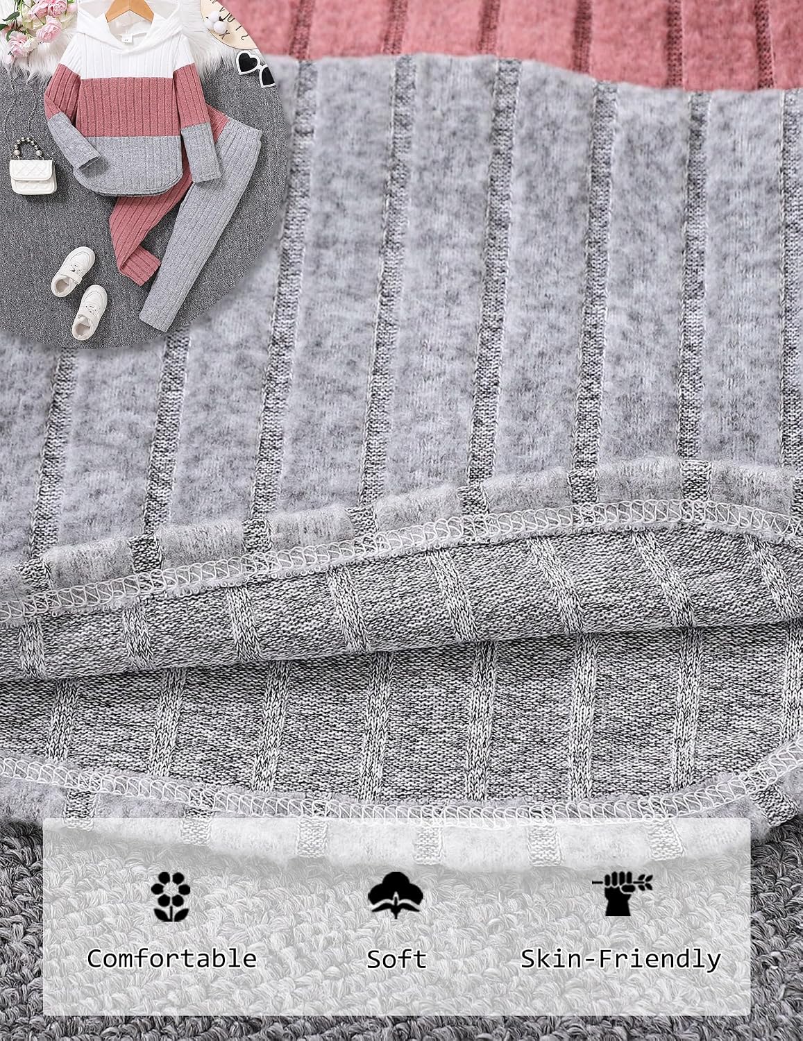 Thumbnail 6 de Girls' Hoodie and Leggings Set, Cotton-Spandex Blend