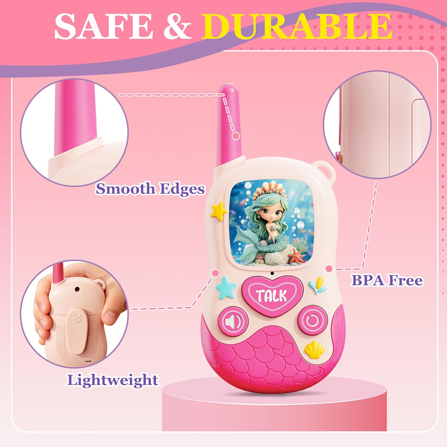 Detalle 2 de DQMOON 2PCS Mermaid Walkie Talkies for Kids (non-rechargeable, single-channel)