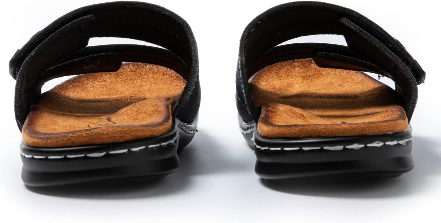Detalle 2 de JOMIX Sandales Homme en Cuir Synthétique – Sandales de plage confortables pour maison et extérieur