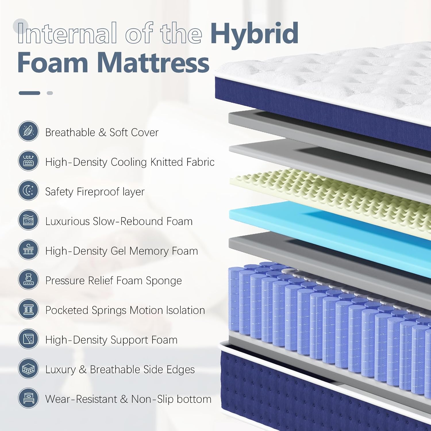 Thumbnail 2 de Bednew Single Hybrid Mattress 30cm