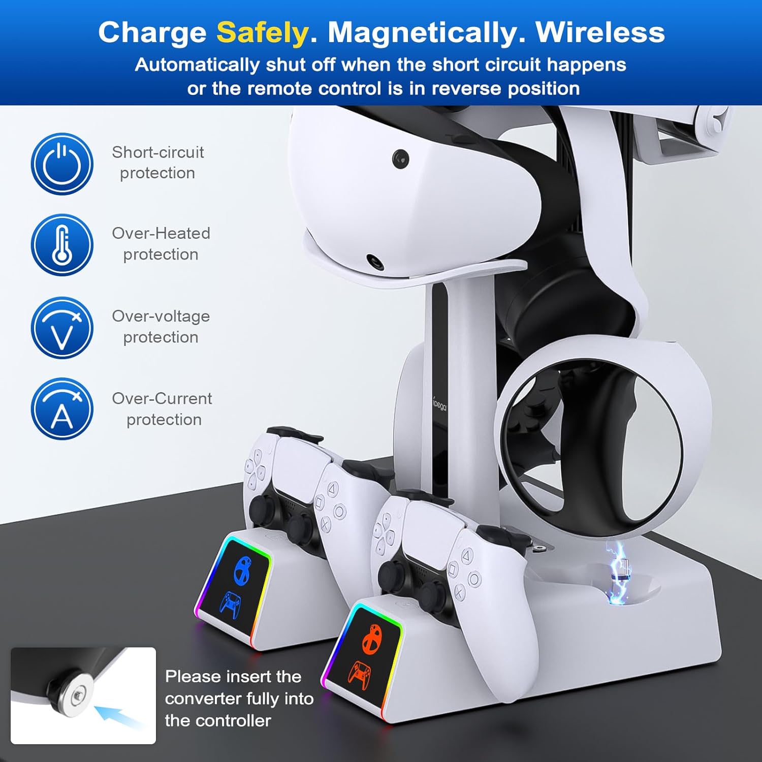 Thumbnail 2 de Auarte RGB Charging Station for PS VR2 / PS5 Edge & DualSense Controllers with AC Adapter