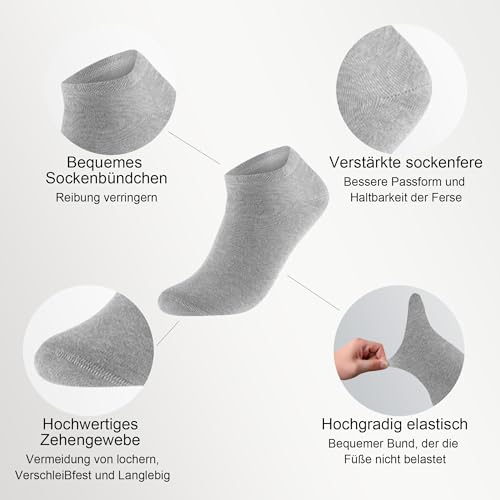 Detalle de Lakpoau Lot Chaussettes Femme 12 Paires – Chaussettes Basses Coton Respirantes pour Femme et Homme