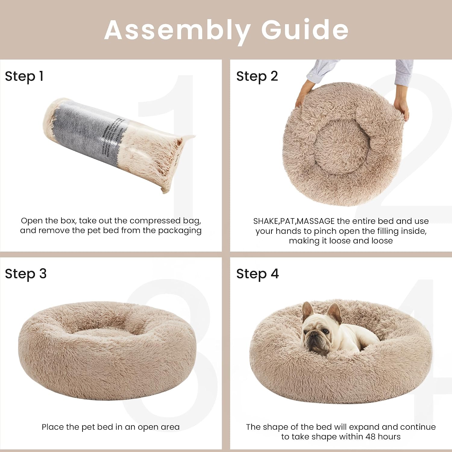 Detalle de Love's cabin 24-Inch Faux-Fur Donut Cat Bed with Raised Rim