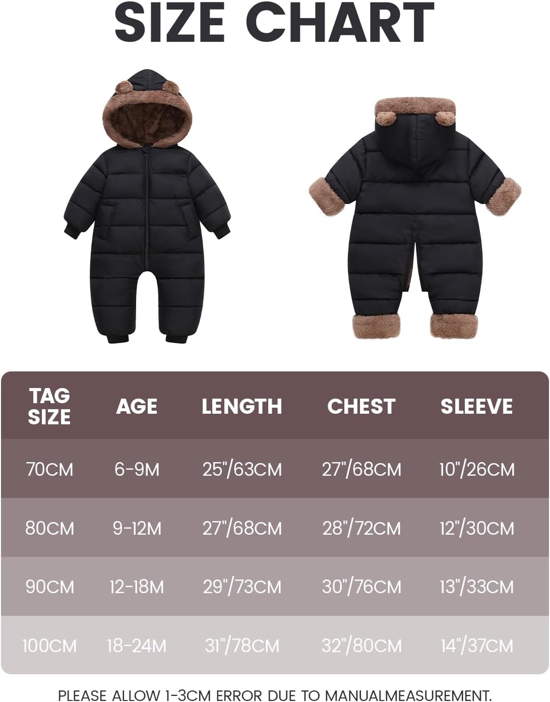Detalle 2 de JiAmy babysnöoverall med fleecefoder och dragkedja, 6–24 månader
