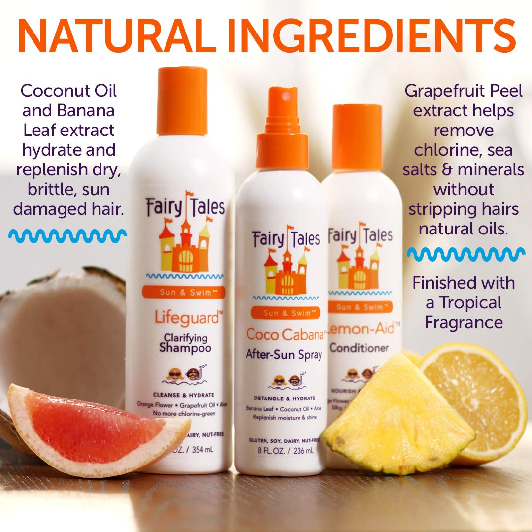 Detalle 2 de Fairy Tales Sun & Swim Shampoo & Conditioner Duo for Kids (32oz Each) — Chlorine Removal & Hydration, Citrus Scent