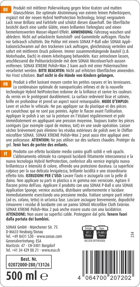Thumbnail 2 de SONAX XTREME Polish+Wax 2 (500 ml) – lucidante e verniciato protettivo per una finitura profonda