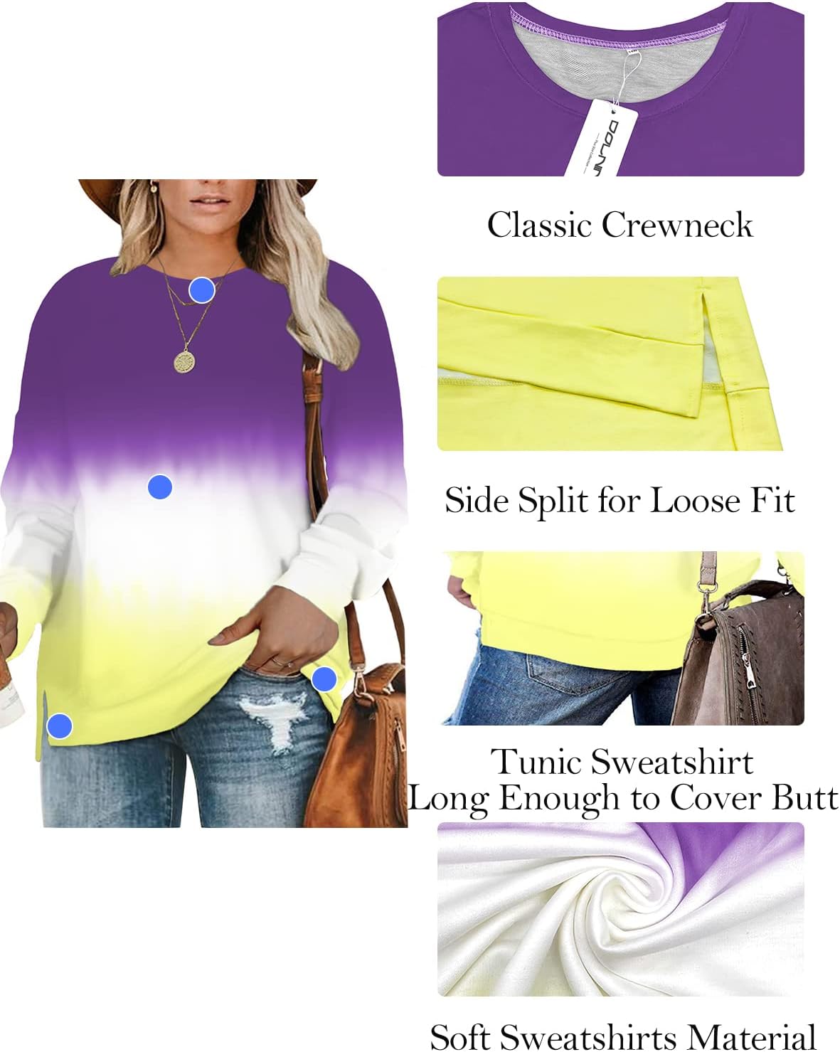 Detalle 2 de DOLNINE Plus-Size Sweatshirt plus-size pullover for women