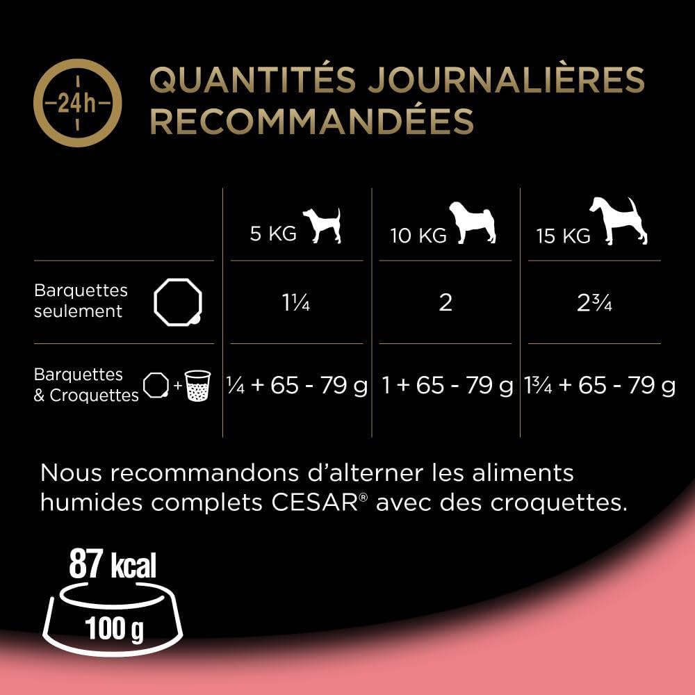 Detalle de Cesar Les Inspirations du Jardin – Barquettes de Veau en terrine pour Chien Adulte (20 barquettes de 300 g)