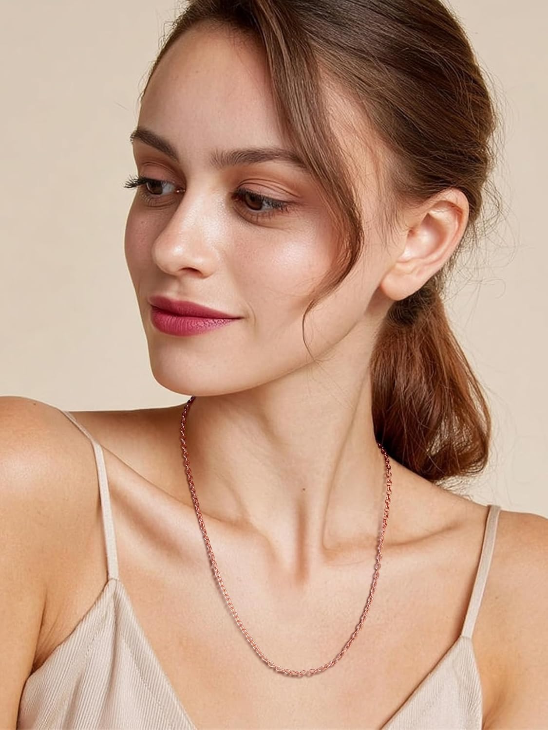 Detalle 2 de ChainsPro Collier Femme Acier Inoxydable 2 mm – Or/Argenté/Or Rose/Noir, Ajustable 46–76 cm
