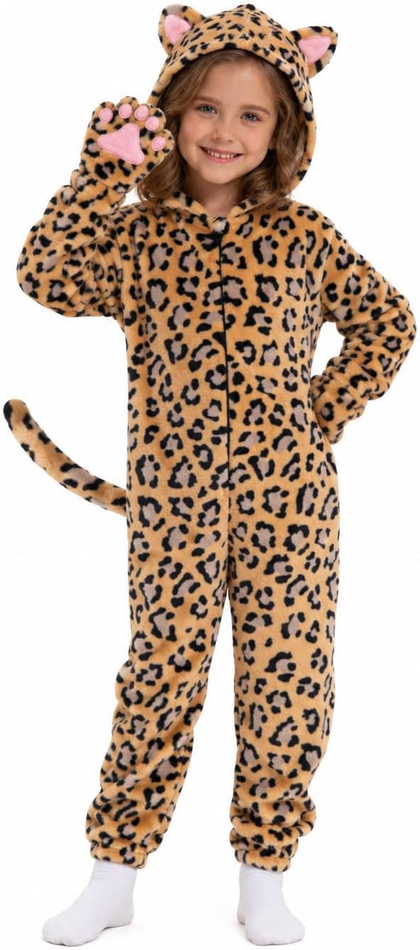 Detalle de Corespe Cat Costume Kids’ Onesie with Pointed Ears, Tail and Paw Prints