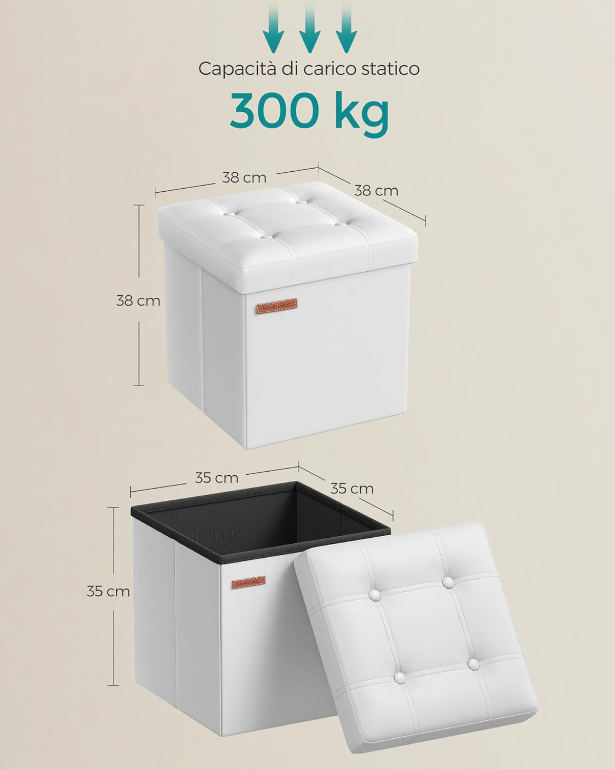 Thumbnail 2 de SONGMICS Pouf contenitore pieghevole LSF030K11 da 38 cm con portata fino a 300 kg