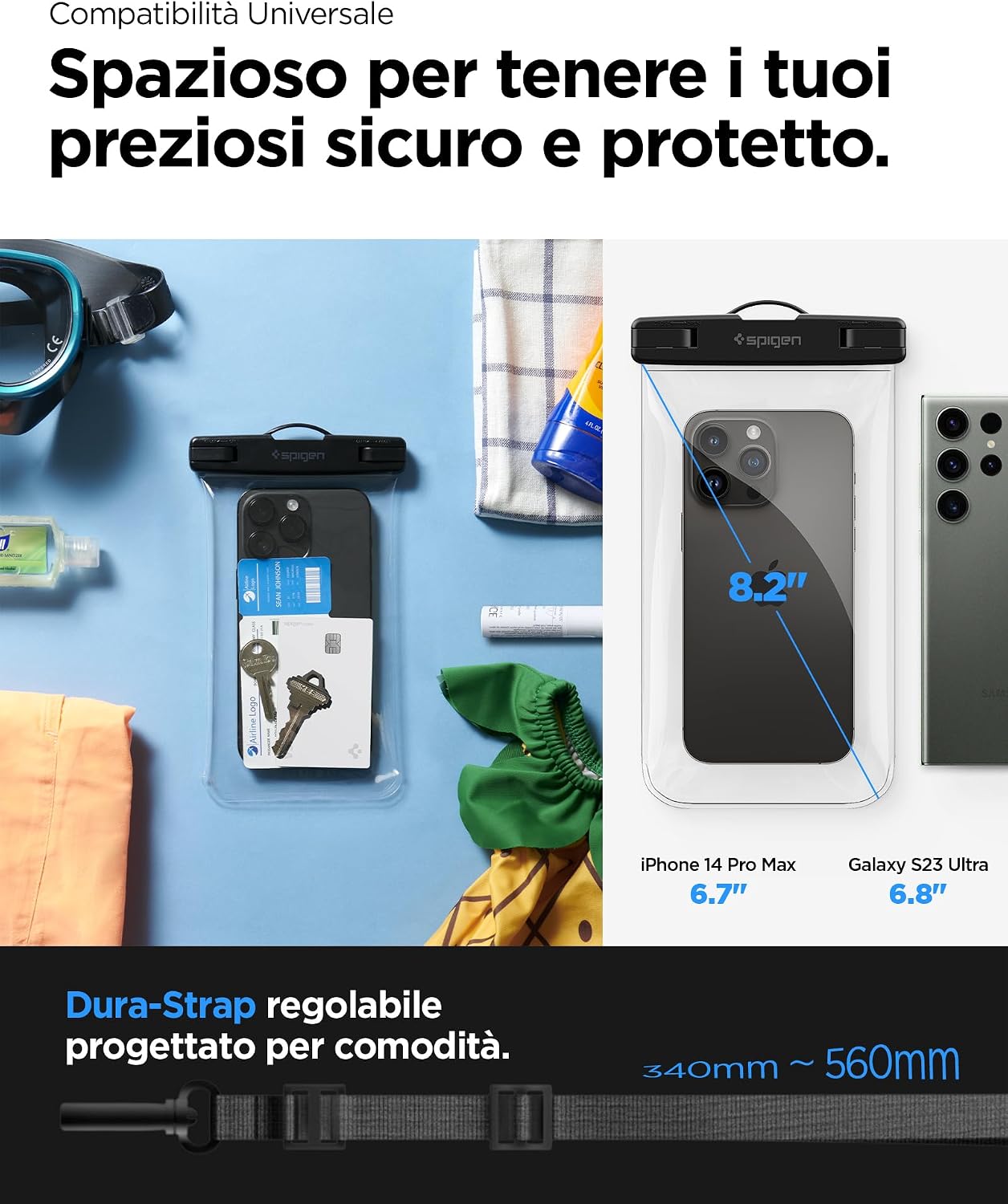Detalle de Spigen Aqua Shield A601 custodia impermeabile per smartphone IPX8 (fino a 7,0") trasparente, 2 pezzi