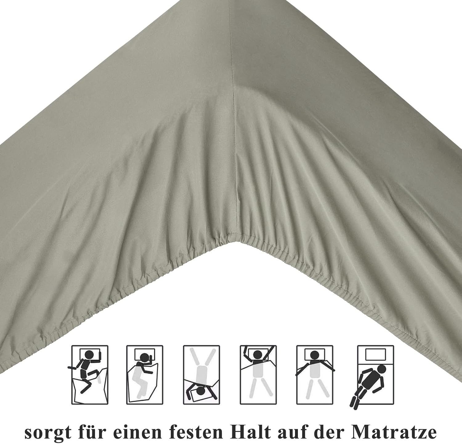Detalle 1 de Aisbo hoeslaken 140 x 200 cm in taupe, geborstelde microvezel en 40 cm hoekhoogte