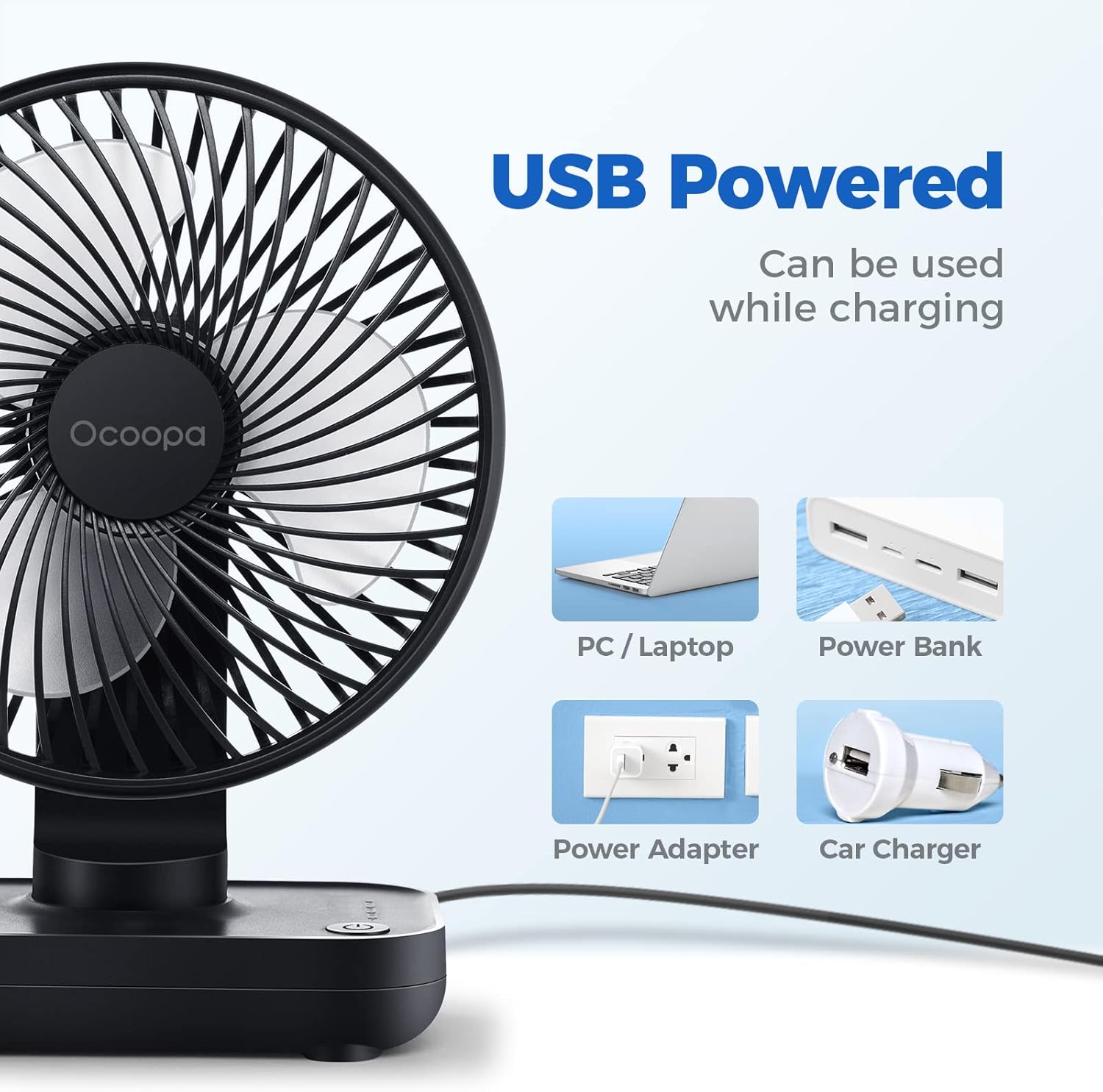 Thumbnail 4 de OCOOPA USB Ventilator – ultra leise, 4 Geschwindigkeiten, kompakt & tragbar