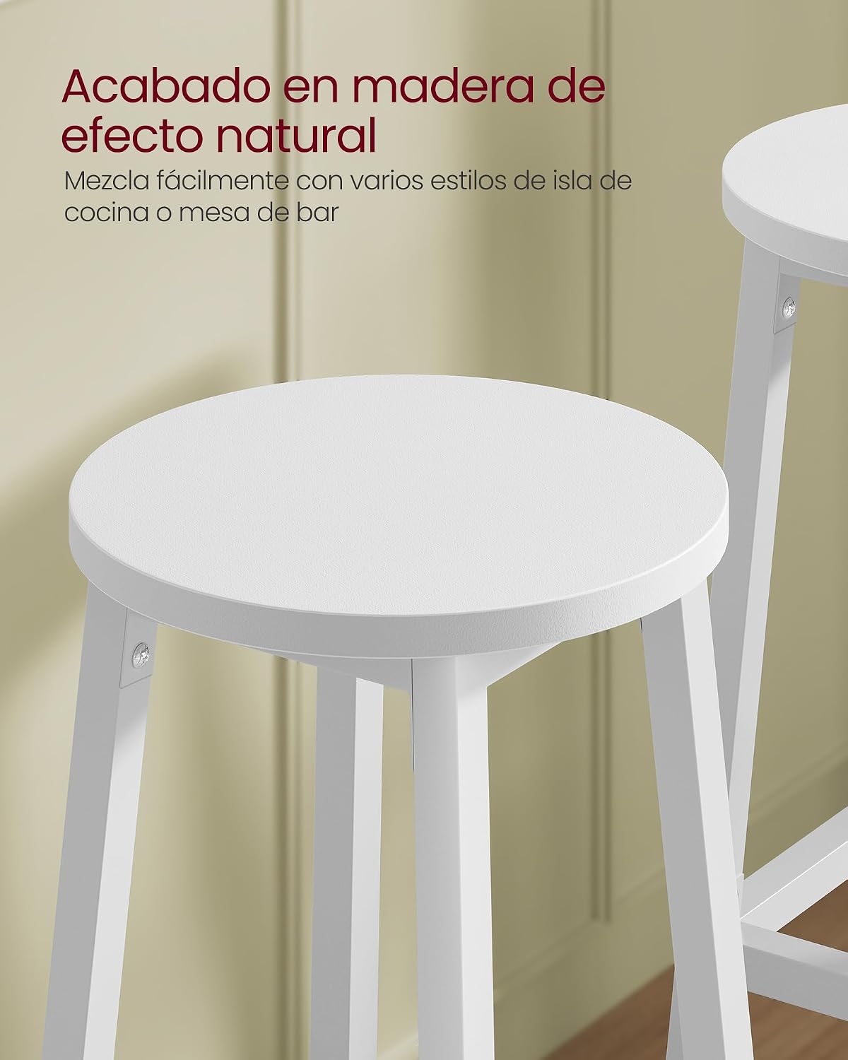 Detalle 2 de VASAGLE LBC032WB01 taburete 65 cm