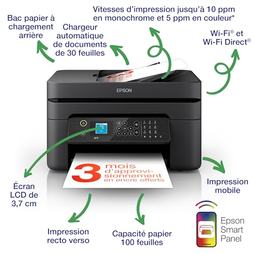Detalle 2 de Epson Workforce WF-2930DWF : Imprimante 4-en-1 compacte et économique avec Wi-Fi