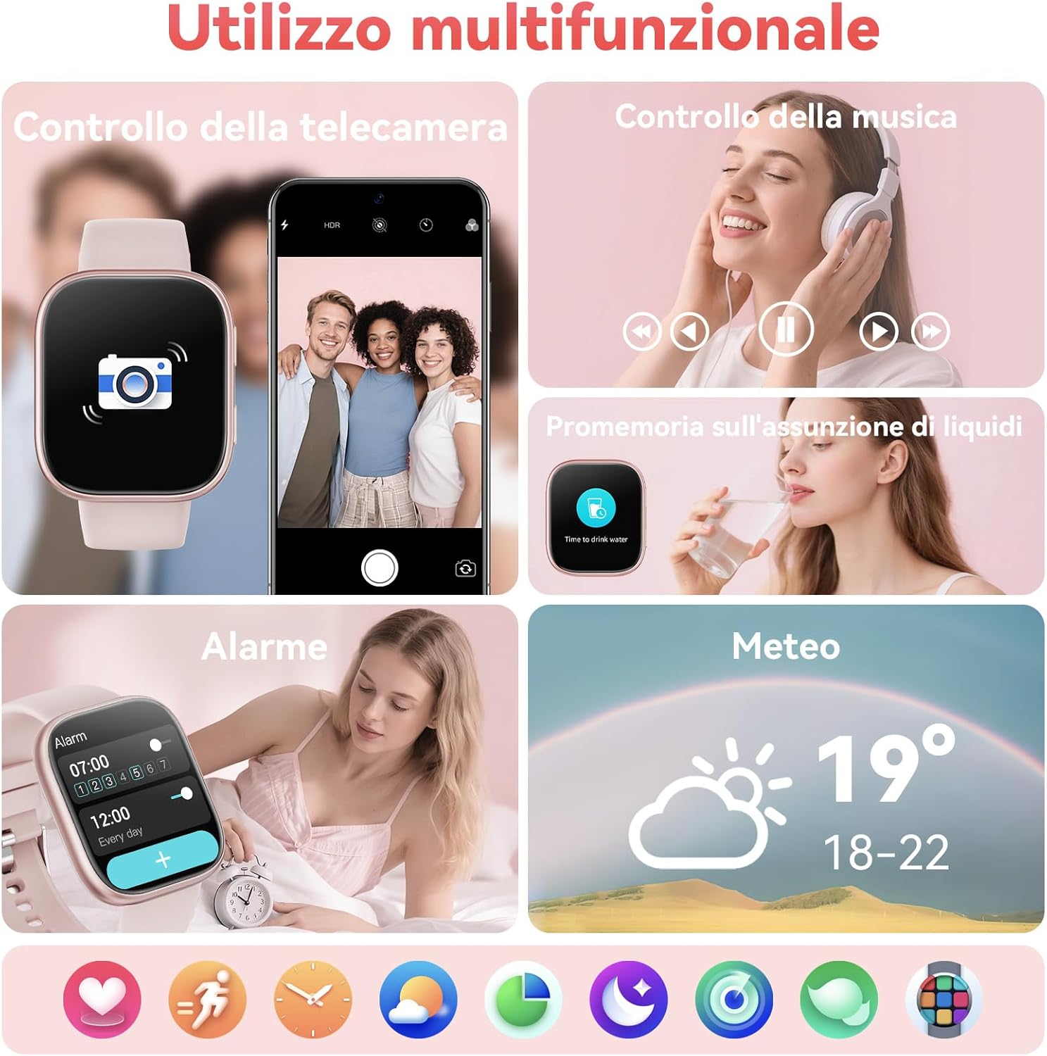 Thumbnail 6 de Mingtawn Orologio Smartwatch Donna da 1,83'': 100+ modalità sportive, chiamate Bluetooth e salute su GloryFit