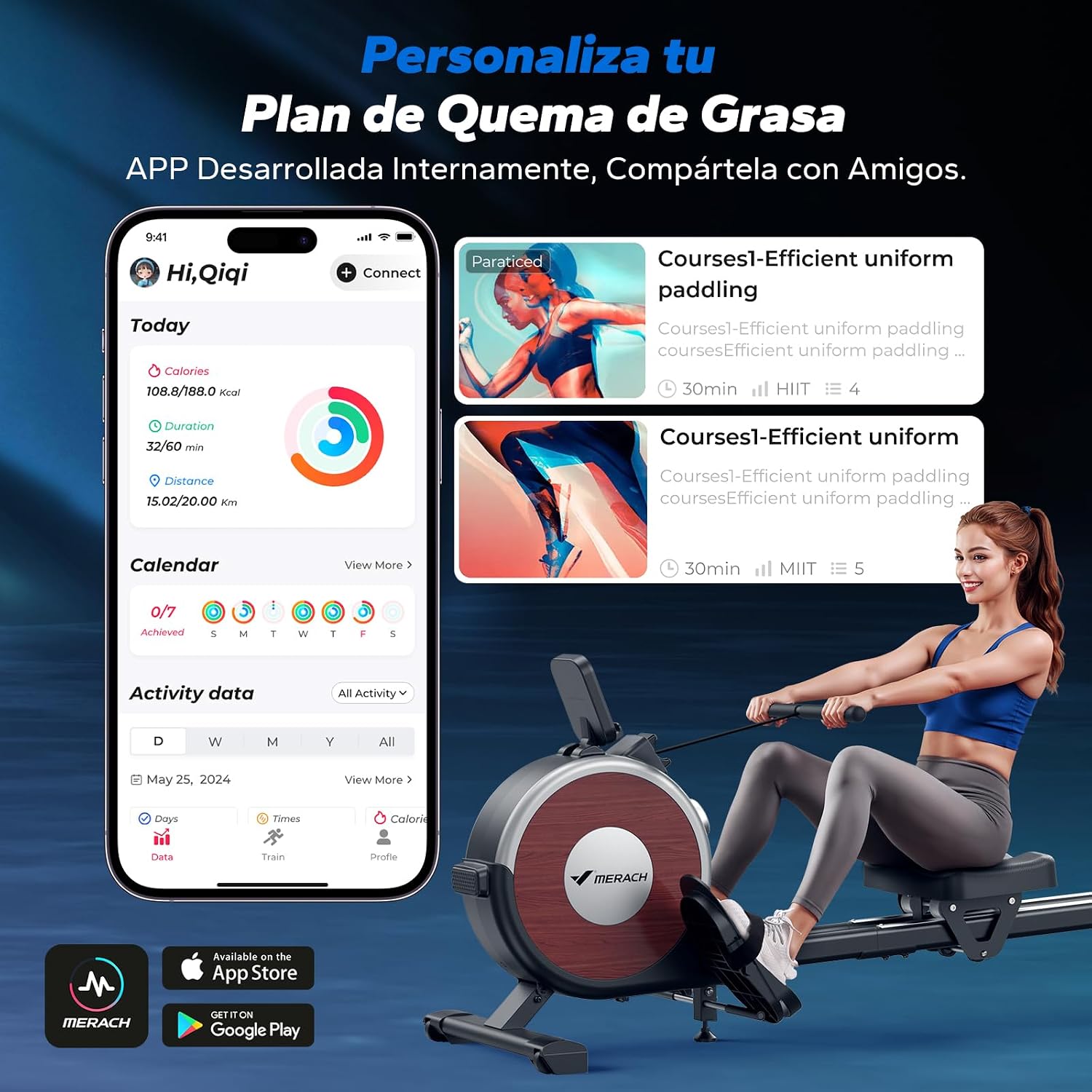 Thumbnail 5 de MERACH Q1S Pro Máquina de remo 16 niveles