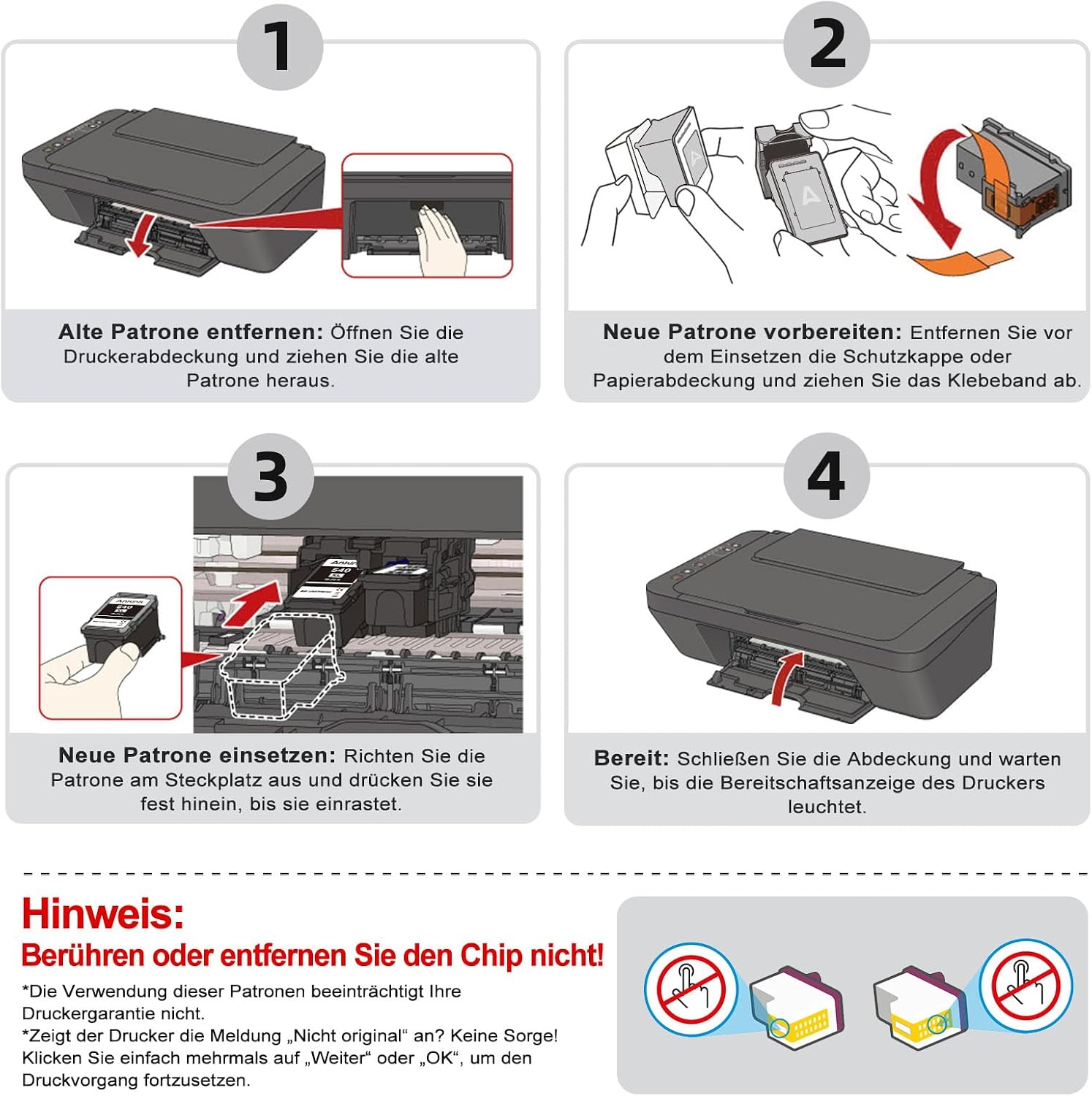 Detalle de ANKINK kompatible Tintenpatronen 540XL (PG 540XL) – 2er-Pack Schwarz für Canon-Drucker