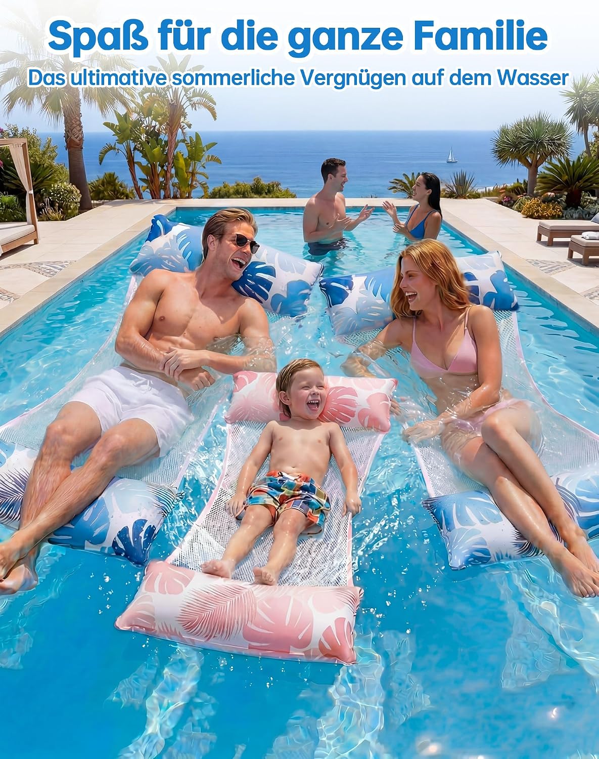 Thumbnail 3 de Wincany 2er Set Luftmatratze Pool XL – 4-in-1 Wasserhängematte mit Kopfstütze