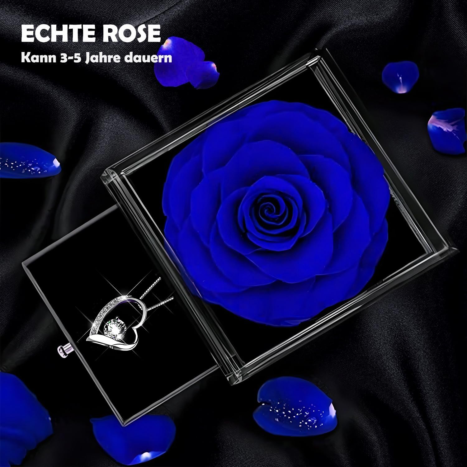 Detalle de SWEETIME Infinity Rosen Blaue Rosen Geschenkbox 3–5 Jahre
