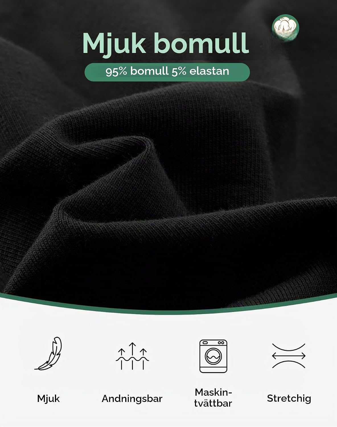 Detalle 1 de INNERSY boxershorts för pojkar i bomull med gylf, storlek 128–176, 7-pack