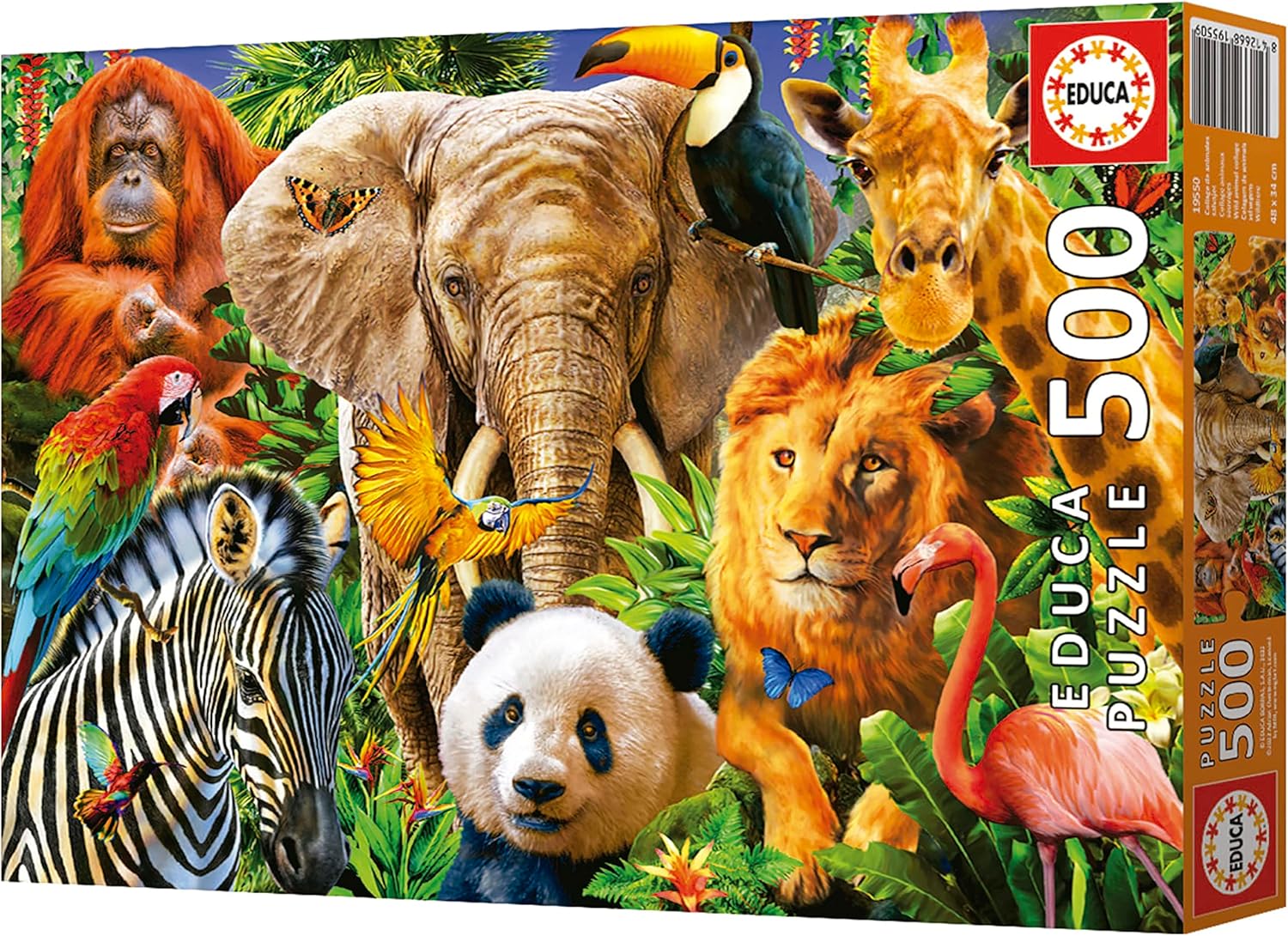 Thumbnail 3 de Puzzle Educa Collage Animaux Sauvages 500 pièces (Lion, Zèbre, Éléphant) – dès 11 ans, 48 x 34 cm