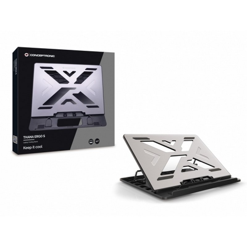 Detalle de Conceptronic Thana Ergo S: base refrigeradora de aluminio para portátil 15.6