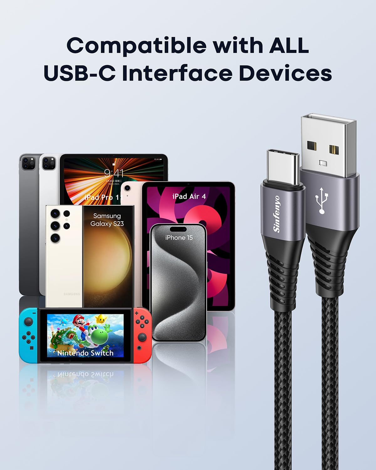 Thumbnail 6 de USB to USB C Cable 3Pack 3M (Braided) — fast charging USB-A to USB-C for phones, tablets and PS5