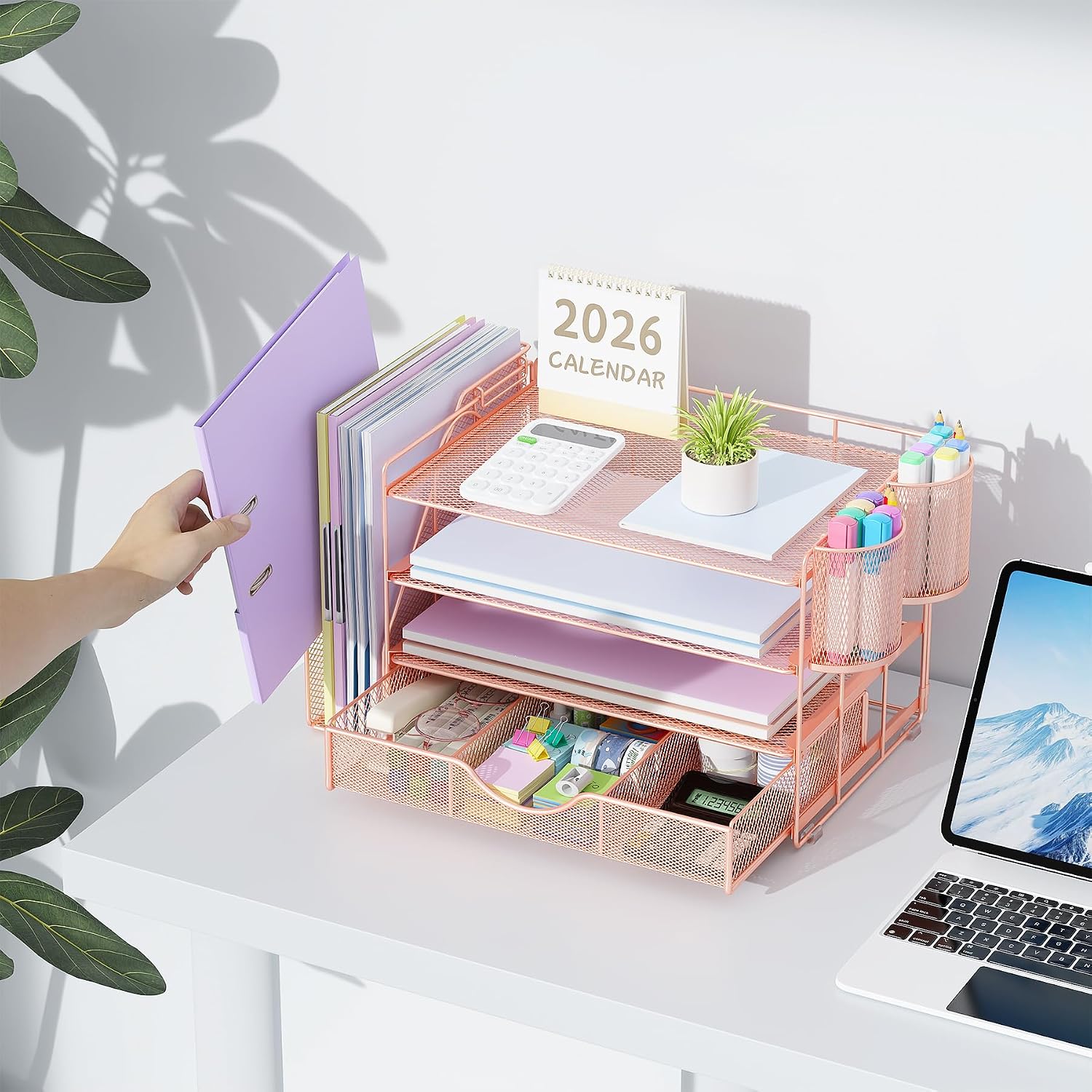 Thumbnail 5 de gianotter 4T-2 4-Tier Metal Desk Organizer with Drawer, Rose Gold