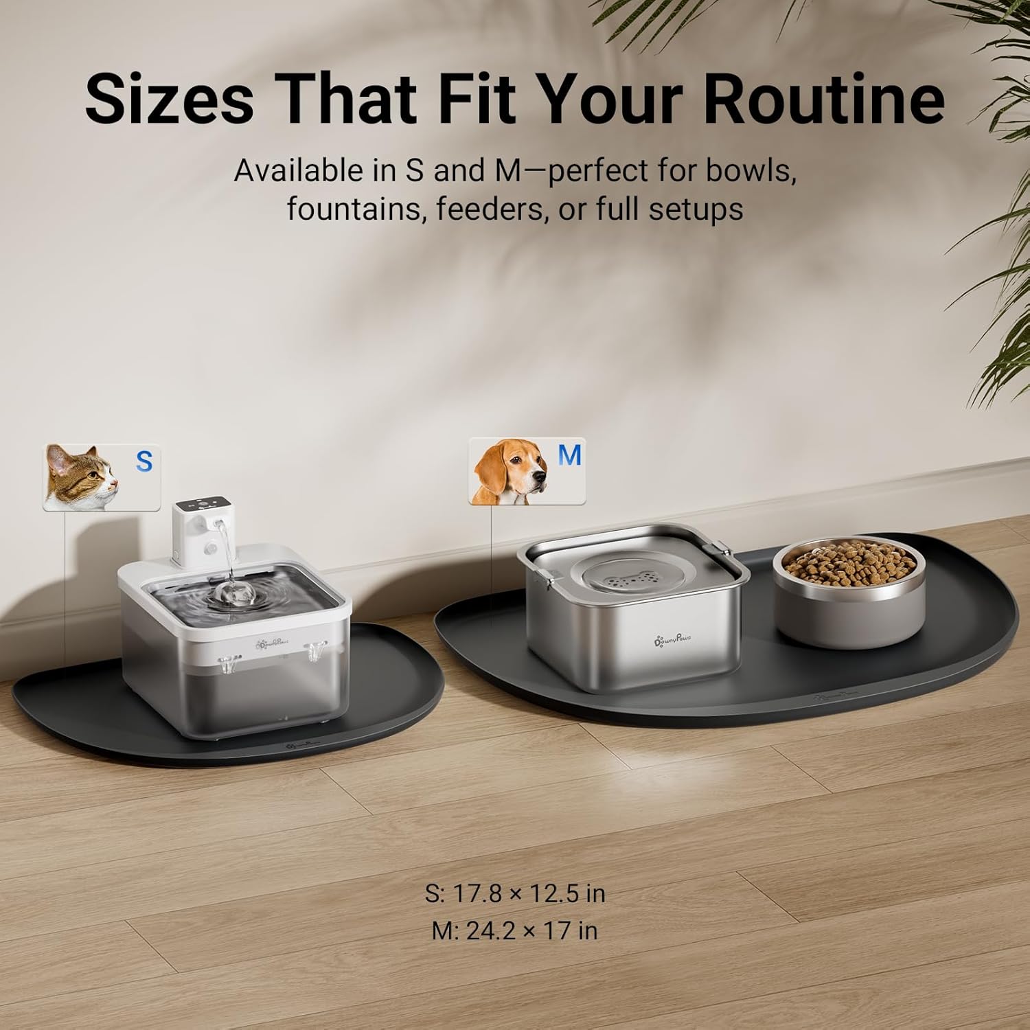 Detalle 2 de DownyPaws Cat Feeding Mat for Floors – Waterproof, BPA-Free Silicone with Raised Edge (45×32 cm)