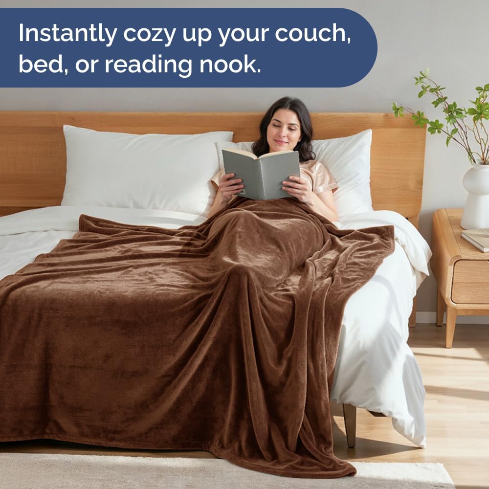 Thumbnail 3 de Ultra Soft Fleece Blanket Twin Size (Flannel Fleece Luxury) in Brown — Lightweight, Thick & Breathable Throw