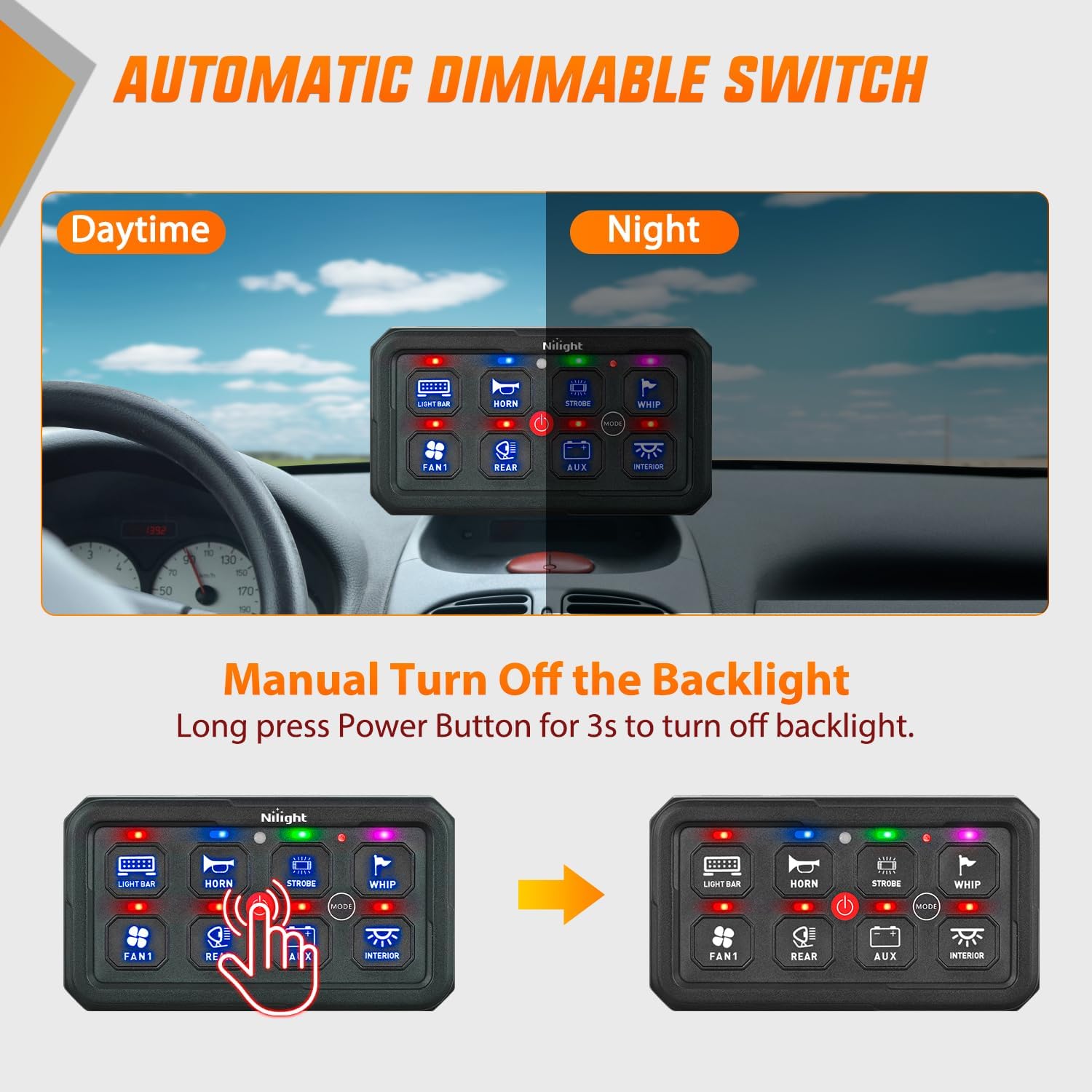 Thumbnail 4 de Nilight 8 Gang Switch Panel 12V for Trucks