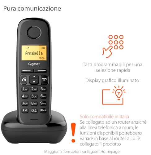 Detalle de Gigaset A270: telefono cordless con vivavoce, display grafico e tastiera programmabile