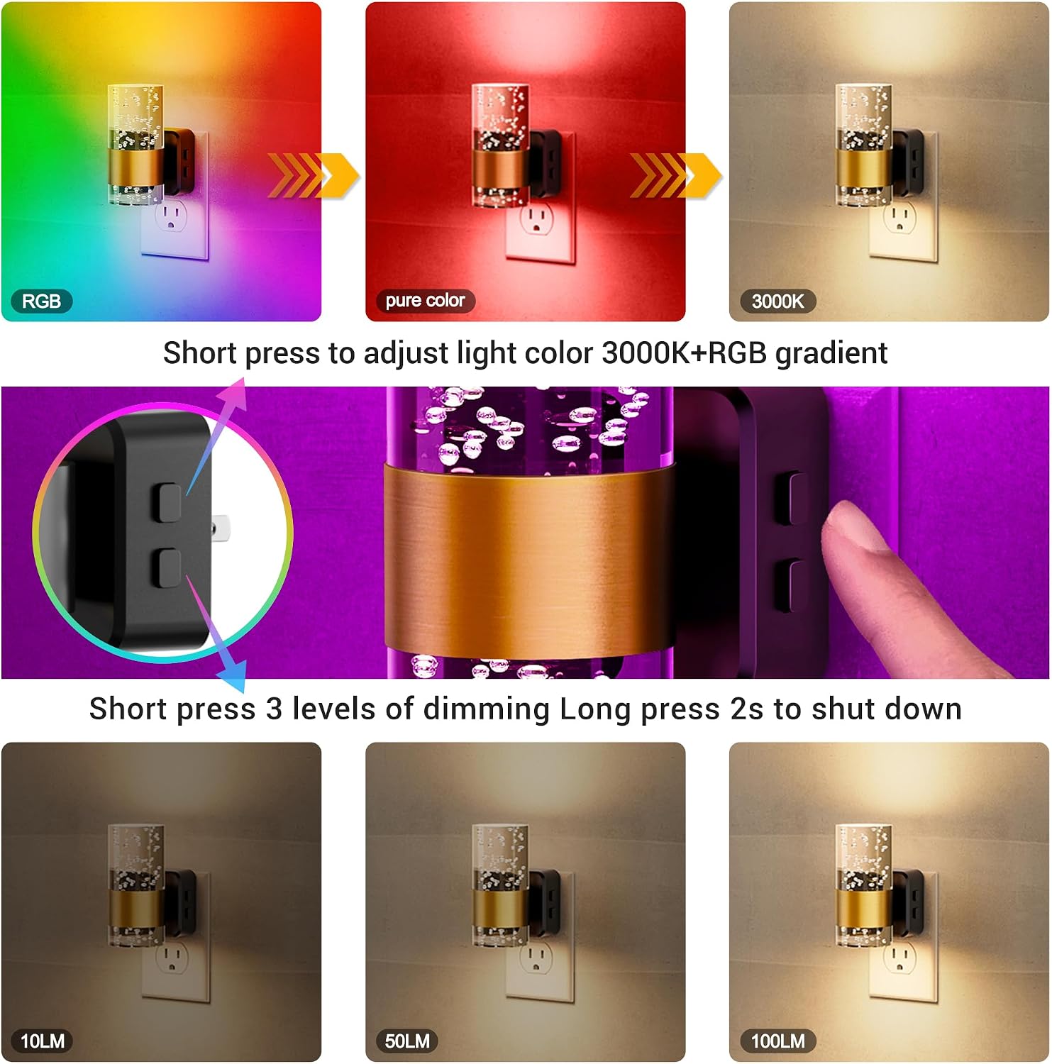 Thumbnail 2 de JandCase Color-Changing Night Light 2-Pack