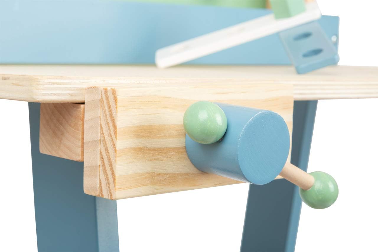 Detalle de small foot Werkbank Nordic aus Holz – inkl. Werkzeugen und Zubehör, Rollenspielzeug für Kinder ab 3 Jahren (11375)