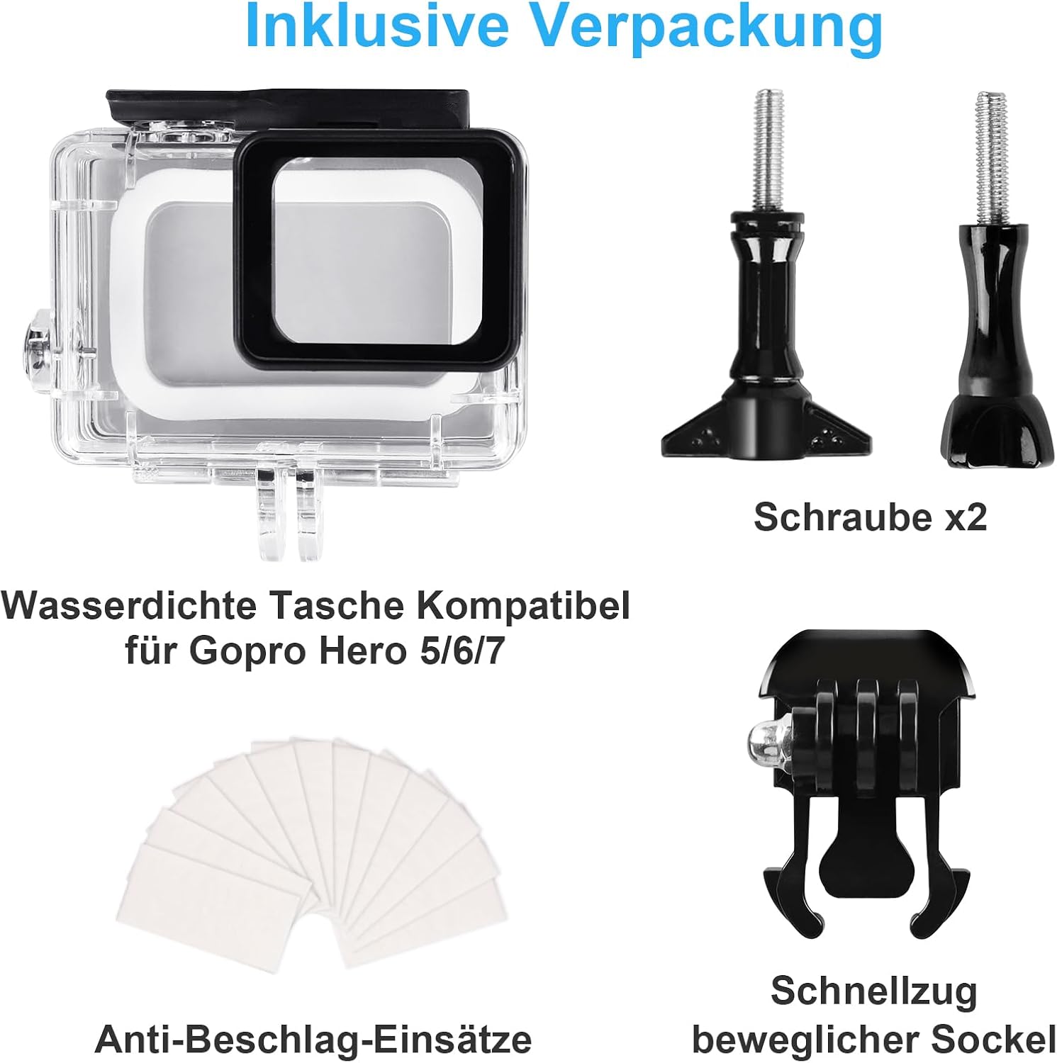 Thumbnail 6 de REDTRON wasserdichtes Gehäuse für GoPro Hero 5/6/7 (60 m) inkl. Schnellmontage und Anti-Fog-Einsätze