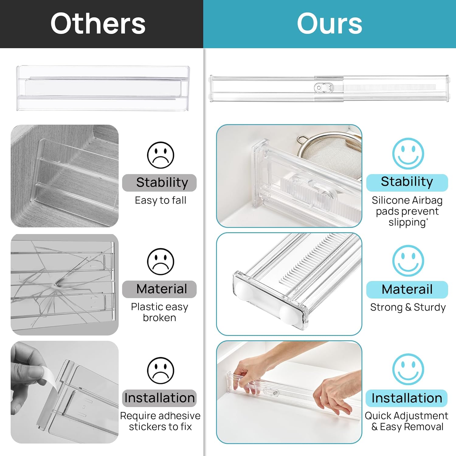 Thumbnail 6 de Vtopmart 4 Pack 2.36" Short Upgrade Drawer Dividers