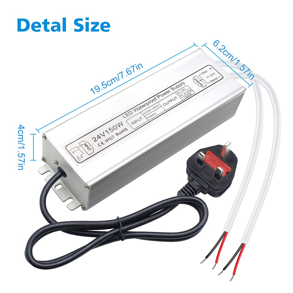 Detalle de inShareplus LED Power Supply 24V 150W IP67 Outdoor Driver