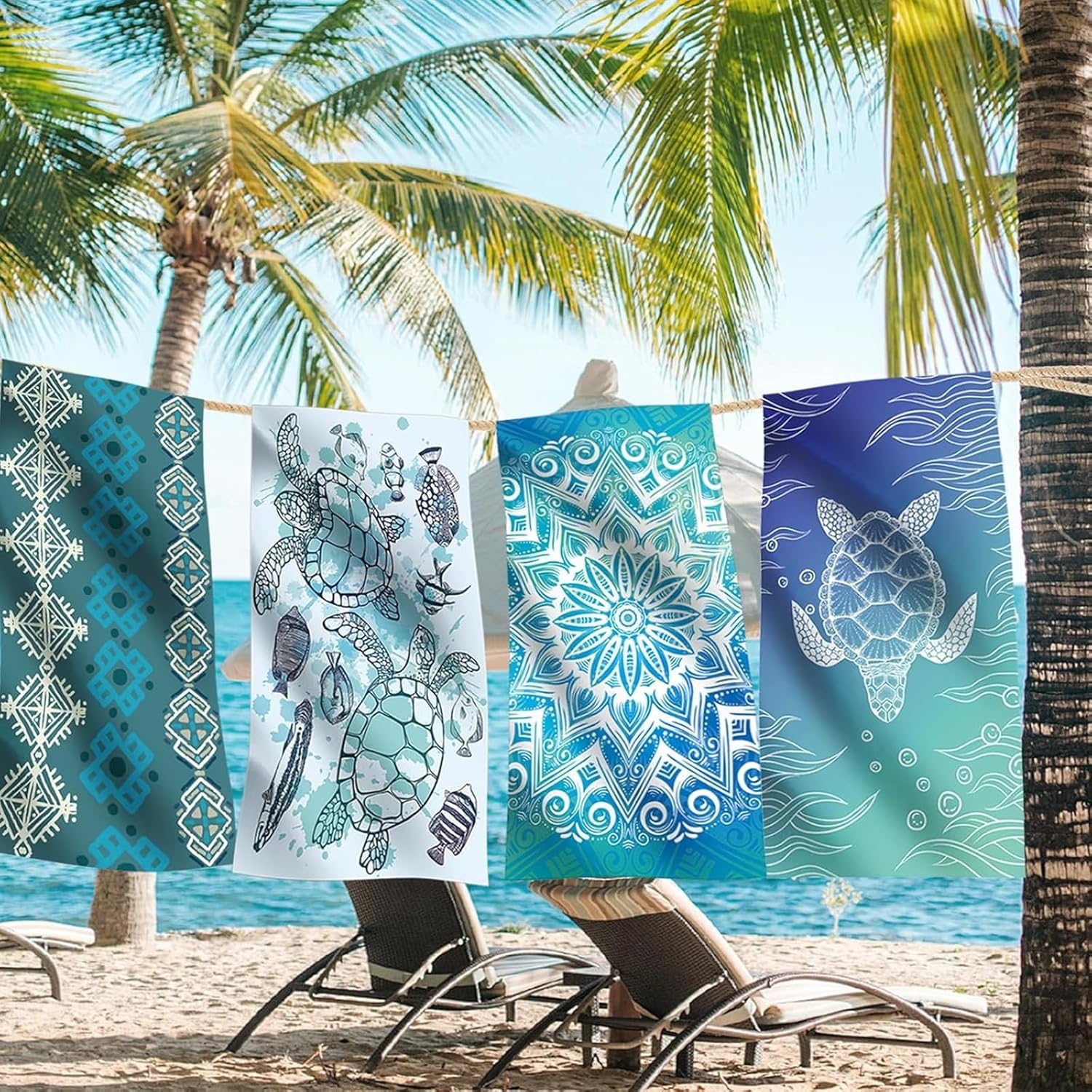 Thumbnail 6 de Microfibre Beach Towels for Adults 200x90cm (2 Pack) – Extra Large Sand-Free Quick Dry Towels, Gift Boxed, 250 GSM