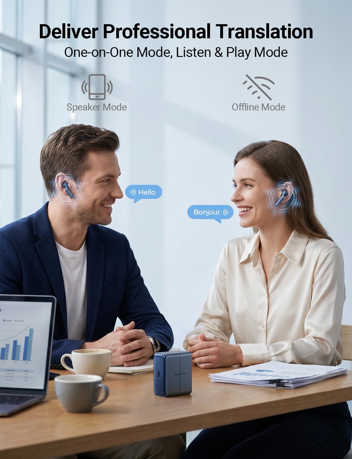 Detalle de Timekettle W4 Translation Earbuds: Real-Time AI Translation with Bone-Voiceprint and GDPR Privacy