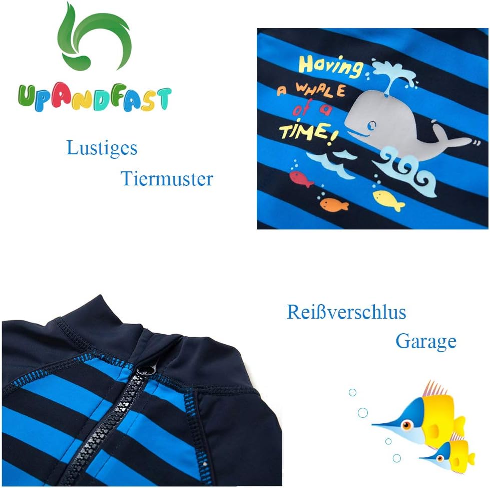 Thumbnail 6 de upandfast Baby Jungen Badeanzug mit Sonnenhut UPF 50+ und Reißverschluss – einteilig fürs Planschen