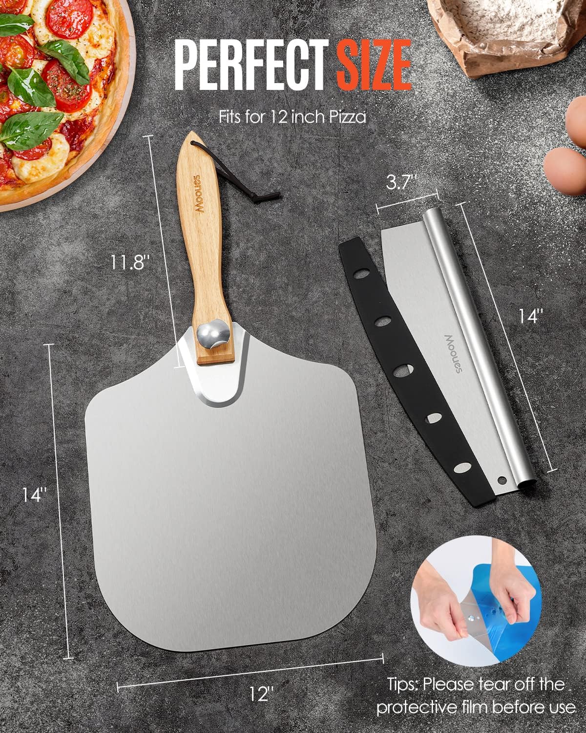 Thumbnail 6 de Mooues 12" Aluminum Pizza Peel for Oven 🍕