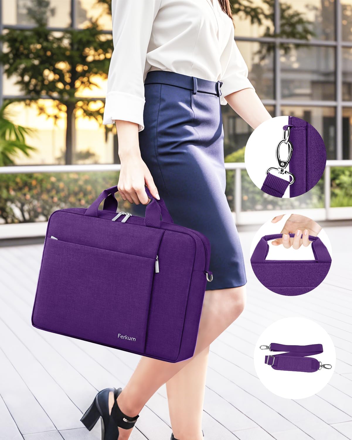 Thumbnail 4 de Ferkurn laptop bag case with detachable shoulder strap for 15.6–16 inch laptops