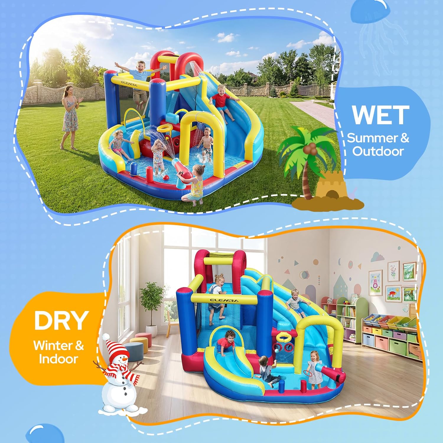 Detalle de ELEMARA 10-in-1 Inflatable Water Slide Bounce House with Blower