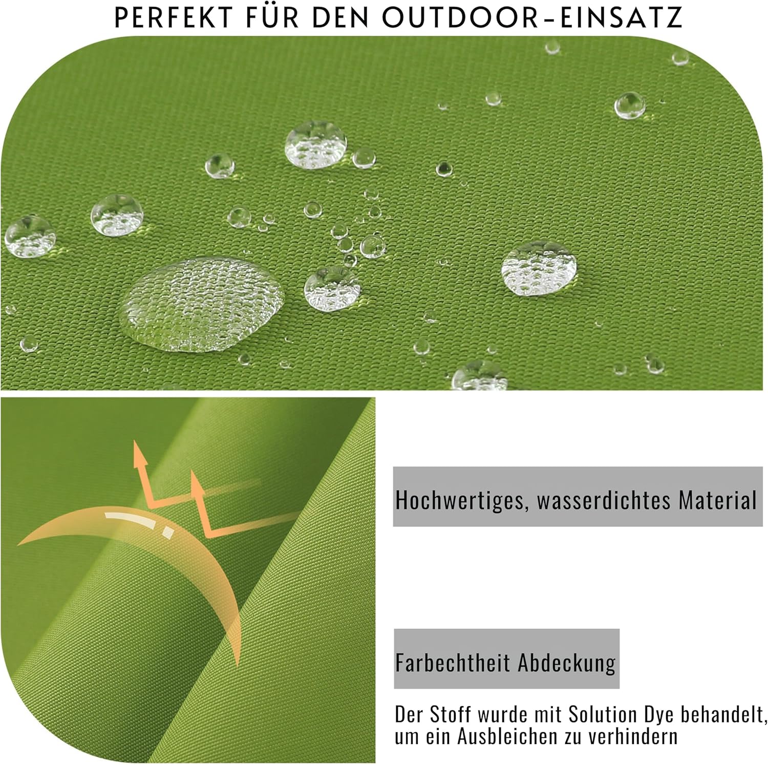 Thumbnail 3 de PRIMEPATIO Stuhlkissen 50x50 Set für den Außenbereich (2-teilig), wasserdichter Memory-Schaum, Apfelgrün