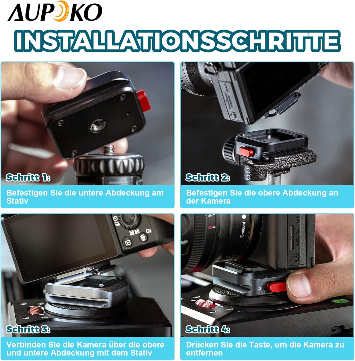 Thumbnail 6 de Aupoko Quick Release Plate 1/4" to 3/8" for Arca Swiss – Claw Plate with Two Buttons
