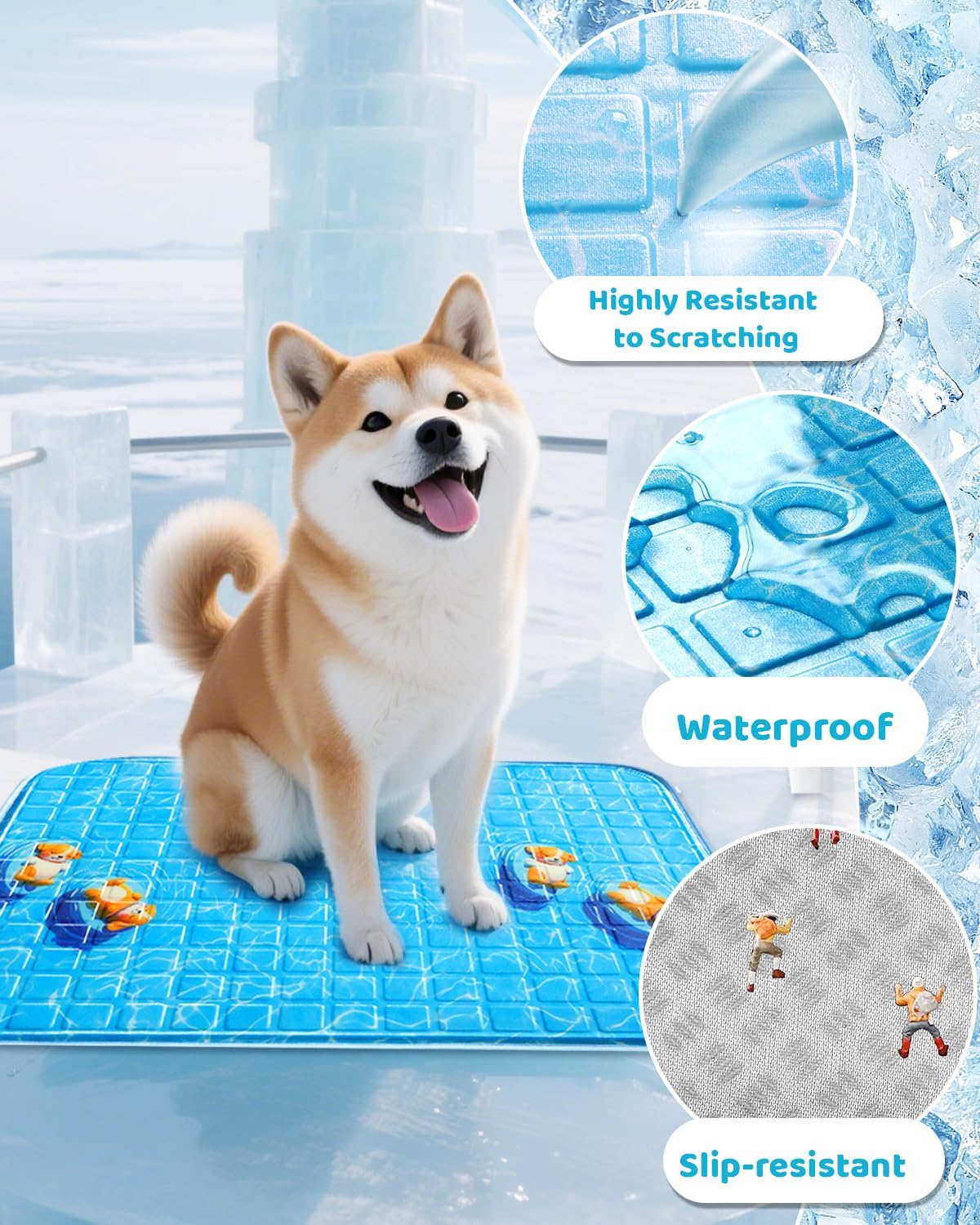 Detalle de RARIRO Dog Cooling Mat 90 x 60cm Large – Self-Cooling, Non-Toxic & Anti-Scratch